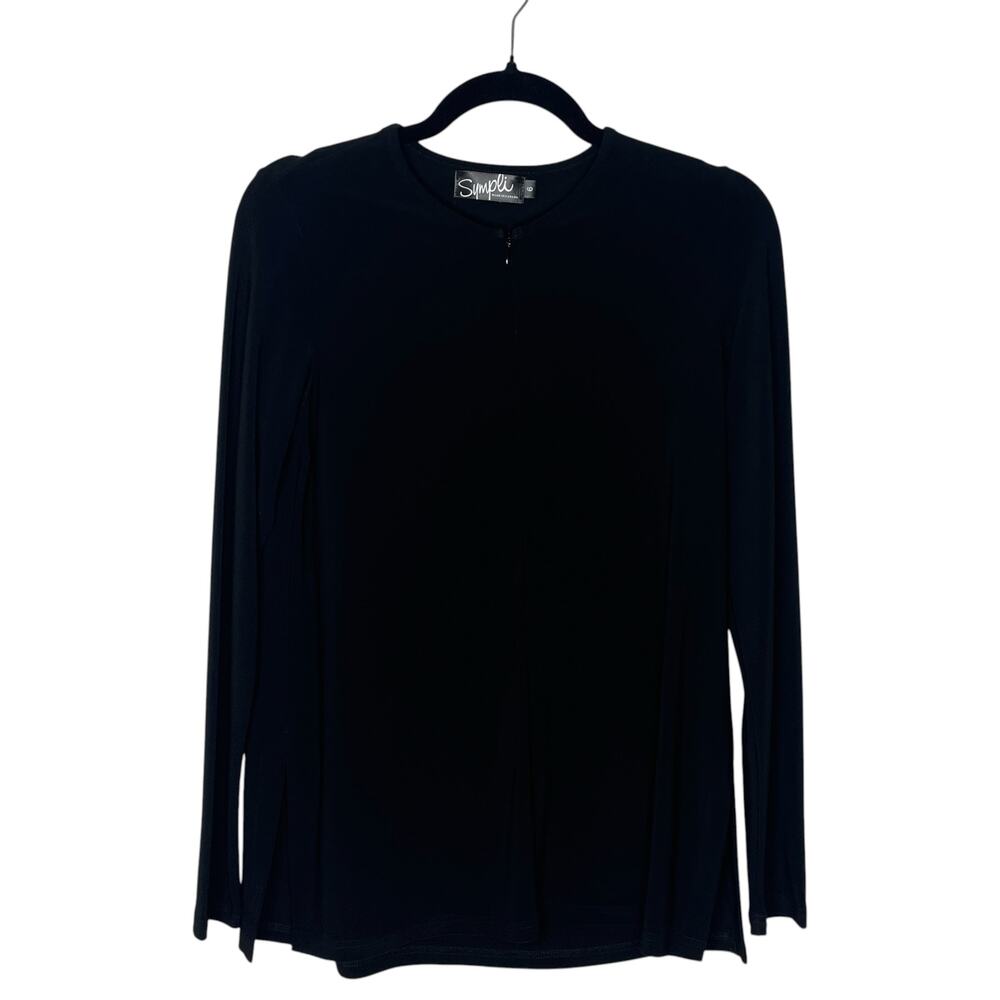 Sympli Re-Zip T Relax Size 6 3/4 Sleeve Black NWT Canada Travel Jersey